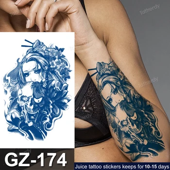 стойкие соковые чернила временная татуировка для женщин мужчин повязка татуировка на рукаве череп Японская Гейша карп рыба лотос татуировки