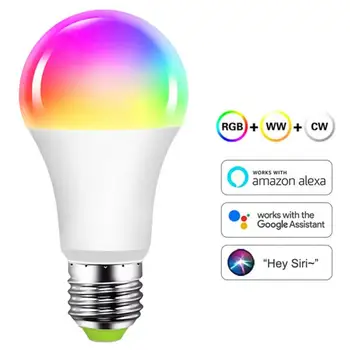 Tuya Smart Light E27 Светодиодные лампы RGB + WW + CW с регулируемой яркостью Голосовое управление Smart Life Работает с Alexa Home Smartthings