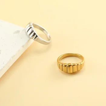 Золотого и серебряного цвета Простые круглые кольца из нержавеющей стали для женщин Отличное качество для поездок на работу Новинка корейской моды