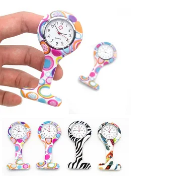 1шт Часы медсестры с принтом, клипса-брелок, Брошь, Подвеска, Карманные кварцевые часы для медсестер, силиконовые карманные часы