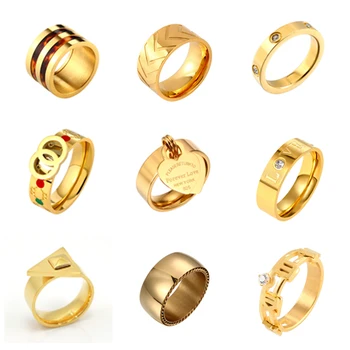Модные кольца из нержавеющей стали Золотого/розового/серебряного цвета, кольцо для женщин, мужчин, роскошные ювелирные изделия, подарок паре на годовщину свадьбы