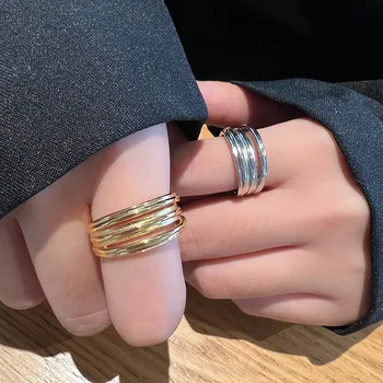 Винтажное металлическое геометрическое полое кольцо для женщин в стиле панк-хип-хоп, Золотое кольцо на кулак, Модная пара Ювелирных изделий, подарки