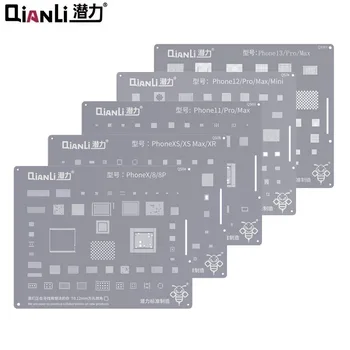 Трафарет для реболлинга Qianli BGA для iPhone 6/7/8/X/XS MAX/11/12/13 Шаблон для пайки оловом микросхемы материнской платы Pro MAX IC