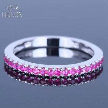 HELON Solid 10k Белое Золото 0.4ct 100% Подлинный Розовый Сапфир Genstone Обручальное Кольцо Для Женщин Юбилей Модные Ювелирные Изделия