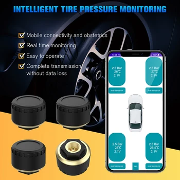 Профессиональная автомобильная система контроля давления в шинах TPMS, совместимая с Bluetooth, дисплей мобильного телефона, монитор давления в шинах