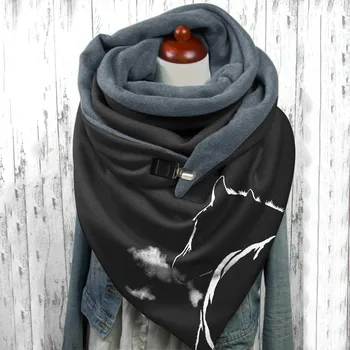 Зимний теплый шарф, женские винтажные шарфы с принтом, Модные зимние теплые шали, палантины, шарфы, Повседневный платок на пуговицах, женский платок