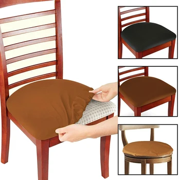 Съемные чехлы для сидений обеденных стульев из спандекса, 1 шт., Моющиеся эластичные чехлы для подушек для продолговатого квадратного круглого стула, обеденного стула