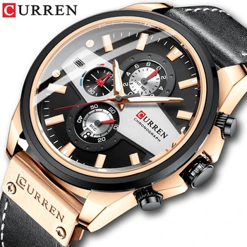 Мужские часы CURREN, Модные Повседневные Кварцевые Спортивные наручные часы 2021, Синие часы, Мужские Кожаные часы с хронографом