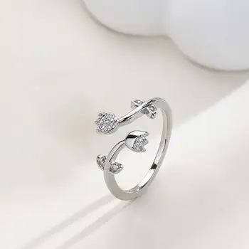Женское кольцо, привлекающее внимание женское кольцо на палец, женское элегантное кольцо в виде тюльпана, вечерние украшения для свиданий