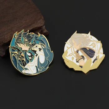 Популярные Игры Genshin Impact Metal Pins Мультяшный Персонаж Альбедо Сяо Модные Светящиеся Металлические Броши для Коллекции Фанатов Подарков