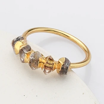 Уникальные кольца с кристаллами из натурального камня, граненый драгоценный камень Herkimer, кварцевое кольцо, ювелирные изделия для женщин, заявление о помолвке, подарки для вечеринок