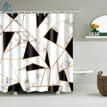 Декоративные геометрические занавески для душа, занавеска для ванной комнаты Geometry Frabic, водонепроницаемый полиэстер, домашний текстиль с крючками