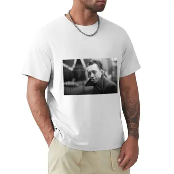 Футболка с портретом Альбера Камю, топы, пустые футболки, футболка blondie, черная футболка, футболки для мужчин с тяжелым весом