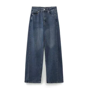 2023 осенние новые джинсовые брюки vintage do old кроя с широкими штанинами и средней талией, широкие брюки