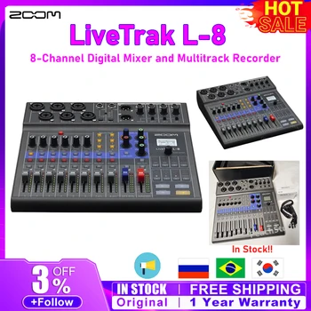 8-канальный Рекордер /микшер ZOOM LiveTrak L-8 Для микширования, мониторинга и записи Профессионально звучащих подкастов и музыкального исполнения
