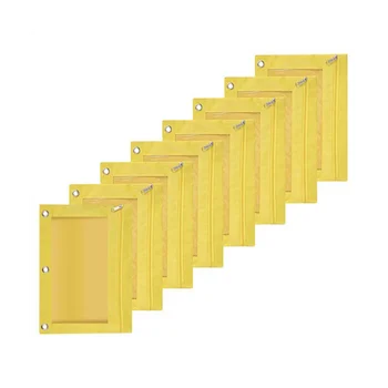 8ШТ Пенал с тремя отверстиями большой емкости, сумка для файлов, прочный чехол для папок с прозрачным окошком желтого цвета