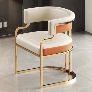 Подлокотники С золотыми ножками Обеденные стулья Роскошное Кожаное Дизайнерское кресло для отдыха В гостиной Эргономичная Мебель Silla Comedor Nordic