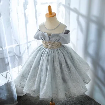 Летние платья ручной вышивки бисером для девочек, детский костюм для подиума, одежда для вечеринки по случаю Дня рождения, детское свадебное платье принцессы от 3 до 12 лет