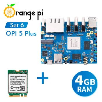 Модуль Wi-Fi Orange Pi 5 Plus 4G + R6, RK3588 с двумя Портами Ethernet 2.5G с расширением PCIE, Одноплатный Компьютер