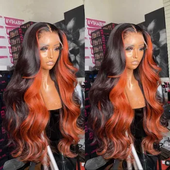 Имбирная изюминка, Объемная волна, Кружевные Передние парики из человеческих волос, 180% Реми, Оранжевый Имбирь, Бразильские Человеческие парики для черных женщин, Кружевные передние