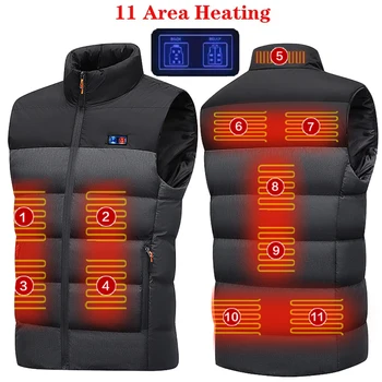 11 Мест Зон Термоодежда, которую можно стирать Зимняя куртка с подогревом, Жилет с электрическим подогревом, Термостатический для путешествий