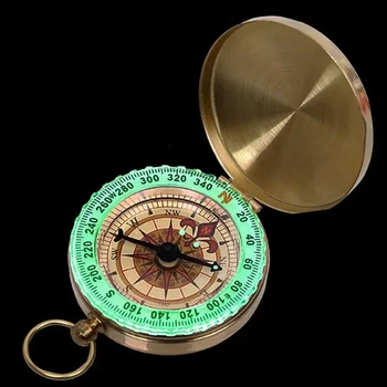 Походный латунный компас для выживания, портативные карманные часы, компас для кемпинга, тактический инструмент для путешествий на открытом воздухе со светящимся водонепроницаемым