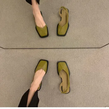 BCEBYL/ Летние однотонные сандалии с квадратным носком и мягкой подошвой, новая модная элегантная повседневная женская обувь на плоской подошве.