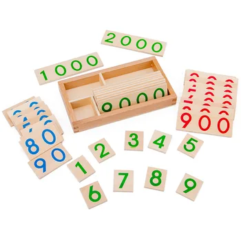 Деревянные цифры Монтессори 1-9000 Обучающая Когнитивная Карта Пособия по математике Для детей дошкольного возраста Игрушки для раннего развития Подарки