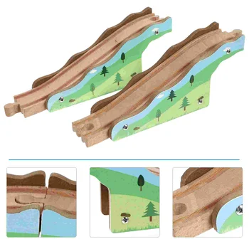 Игрушка для сцены поезда Детский аксессуар для расширения железной дороги Объемный детский макет реквизит Деревянная модель рельсового пути