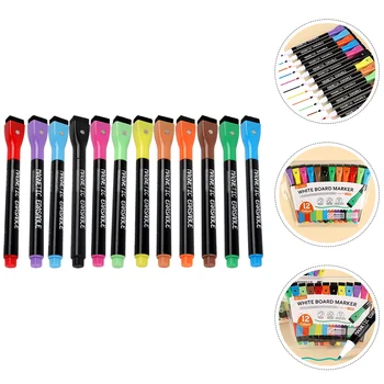 Ручка для белой доски Yihui, детский магнитный цветной маркер для рисования с тонкой головкой, Стираемый на водной основе, 12 комплектов бытового пластика