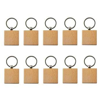 Пустой деревянный брелок Деревянный брелок для ключей Брелок для ключей Персонализированный EDC или лучший подарок ручной работы (квадратный, 20 упаковок)