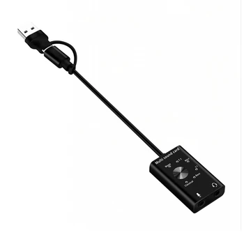 USB Аудио Адаптер звуковой карты Профессиональный конвертер для ноутбука, гарнитуры, динамика ПК