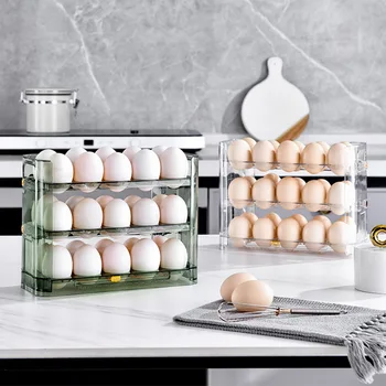 Ящик для хранения яиц, Органайзер для холодильника, Контейнеры для пищевых продуктов, Футляр для хранения свежих яиц, лоток-диспенсер, Кухонные инструменты для хранения