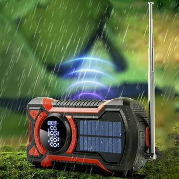 Солнечное Аварийное Погодное Радио Bluetooth-Совместимость5.3 Ручное Зарядное Устройство Для Телефона Светодиодный Фонарик SOS Сигнализация для Кемпинга Походные Палатки