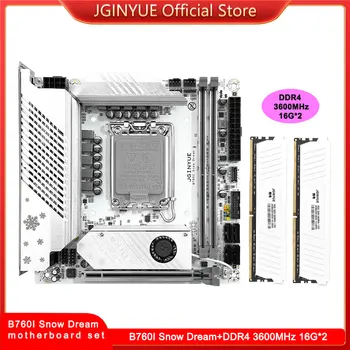 Комбинированный набор материнских плат JGINYUE B760i С оперативной памятью DDR4 3600 МГц (16G * 2), Поддерживающий 12-13-й ПРОЦЕССОР, Новый Настольный itx B760i-Snow Dream